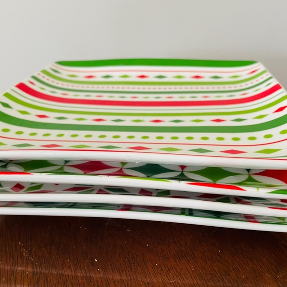 Design Design Set of 4 square Christmas dessert plates, Christmas Dessert plates - Picture 4 of 5